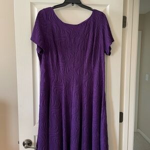 Purple A-Line Midi Dress with Flutter Sleeves